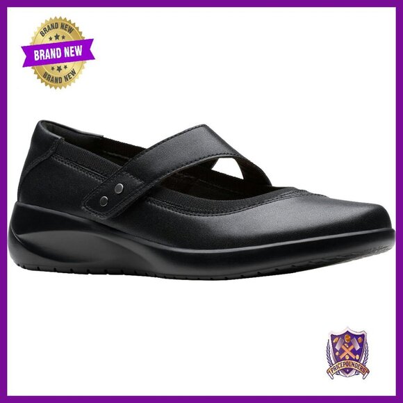 Leather Flats with Adjustable Strap Comfort Footbed Professional Work Shoes